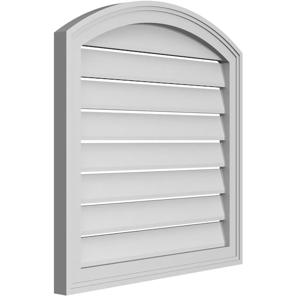 Arch Top Surface Mount PVC Gable Vent: Non-Functional, W/2W X 1-1/2P Brickmould Frame, 24W X 42H